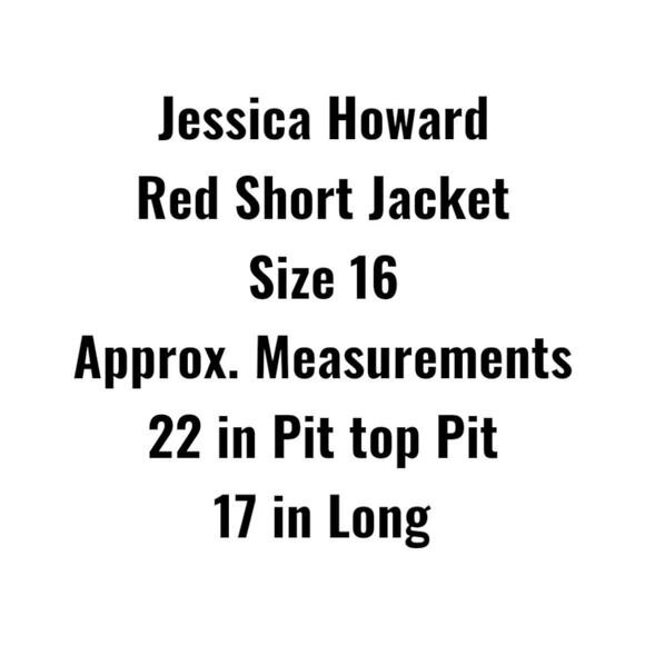 Jessica Howard Blazer Red Short Jacket Size 16 Y2K 3/4 Sleeve Career Holidays - Picture 6 of 11